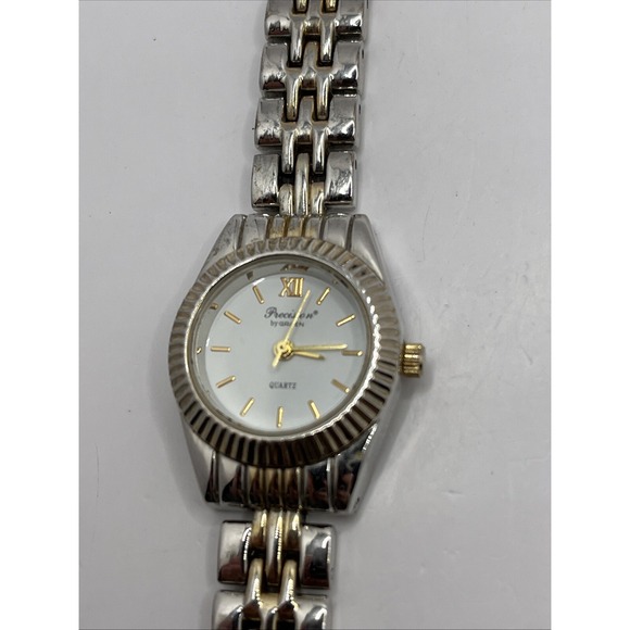 Gruen Precision Women's Watch 24mm Silver Gold Two Tone 7.25" Band- New‎ Battery - Picture 5 of 9